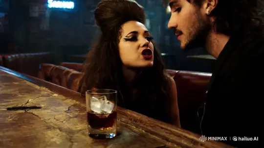Rebellious Spirit: Rocker Romance in Dimly Lit Bar – AI Generated Video | Hailuo AI
