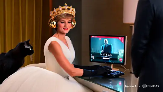 Princess Diana Engages with Tech in Regal Elegance – AI Generated Video | Hailuo AI