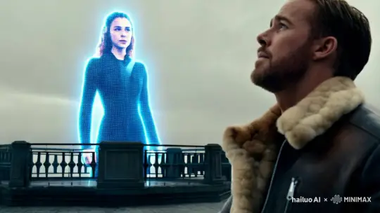 Dystopian Scene with Gosling and Clarke's Hologram – AI Generated Video | Hailuo AI