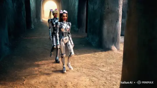 Ariana Grande and Kim Kardashian's Futuristic Cyborg Kiss – AI Generated Video | Hailuo AI