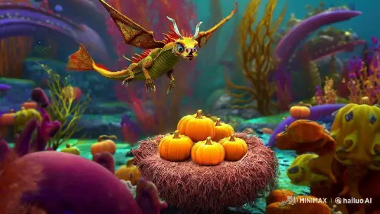 Mythical Sea Dragon Over Luminous Underwater Nest – AI Generated Video | Hailuo AI