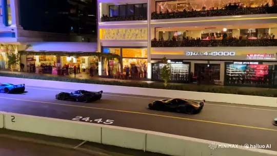 Supercar Racing Spectacle on a Futuristic Urban Street – AI Generated Video | Hailuo AI