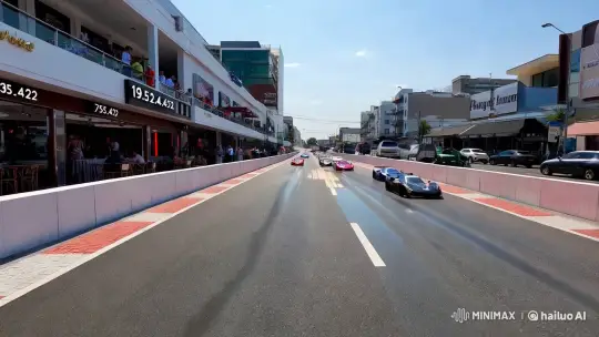 Supercar Race on City Road: High-Speed Spectacle – AI Generated Video | Hailuo AI