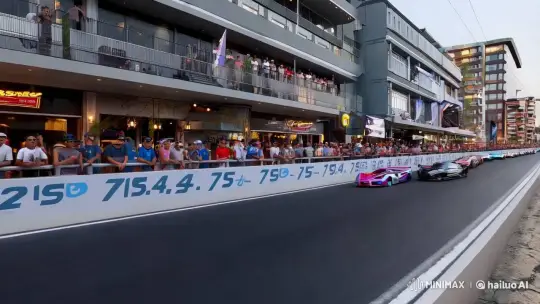 High-Speed Supercar Race on a Vibrant Urban Street – AI Generated Video | Hailuo AI