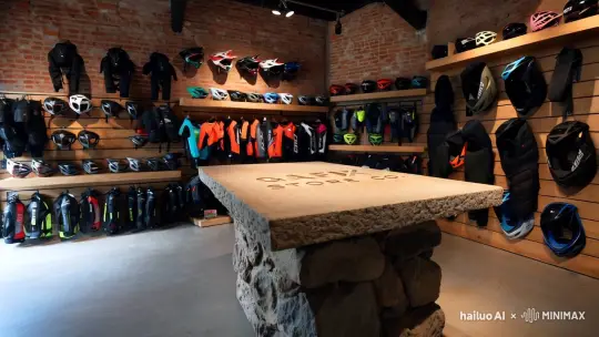 Mountain Bike Shop Showcases Accessories with Minimalist Design – AI Generated Video | Hailuo AI