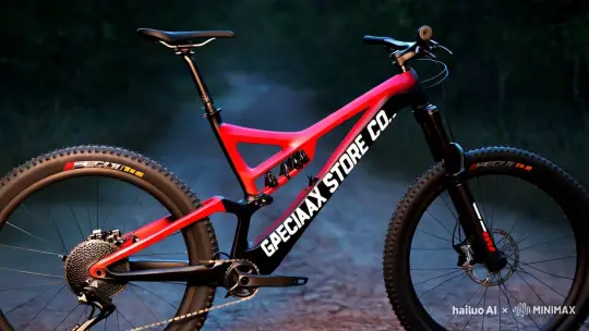 3D-Rendered Artwork Showcases Specialized Bike with GAFAX Logo – AI Generated Video | Hailuo AI
