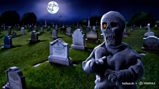 Felt Zombie Dances to Carioca Funk in Cemetery – AI Generated Video | Hailuo AI