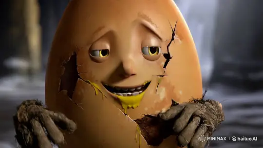 Anthropomorphic Egg Character: Cracked, Cold, and Smiling – AI Generated Video | Hailuo AI