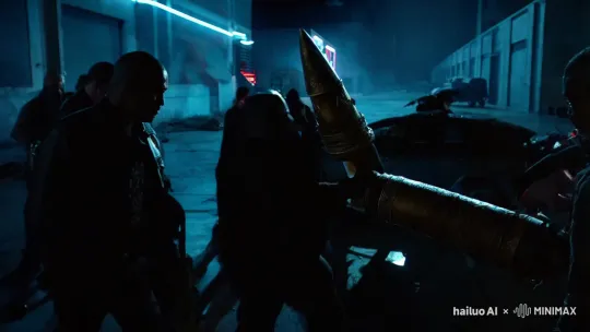Urban Standoff: Gang, Rocket, and Demon in L.A. Night – AI Generated Video | Hailuo AI