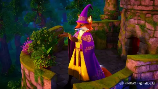 Fox Wizard Casts Enchanting Spell in Twilight Forest – AI Generated Video | Hailuo AI