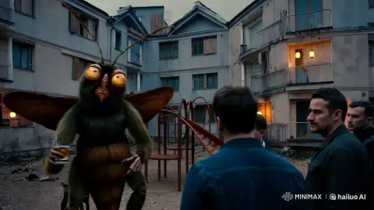 Colossal Moth Sips Vodka in Urban Decay Setting – AI Generated Video | Hailuo AI