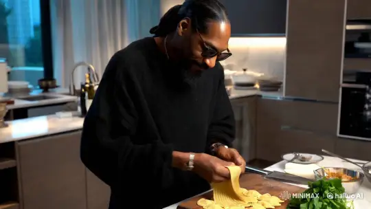 Snoop Dogg Crafts Ravioli in Luxurious Kitchen – AI Generated Video | Hailuo AI