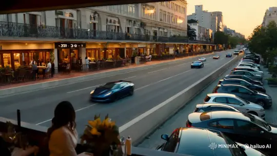 High-Style Film Scene: High-Speed Racing Amid Urban Life – AI Generated Video | Hailuo AI