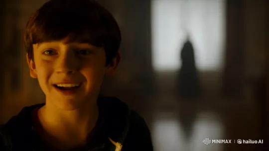 Boy's Fearful Encounter with Death Reaper in Dimly Lit Room – AI Generated Video | Hailuo AI