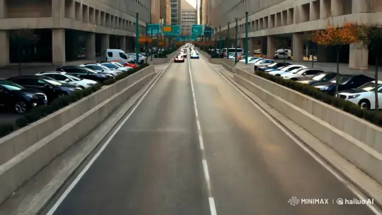 Urban Elegance: High-Speed Sports Cars on Symmetrical Avenue – AI Generated Video | Hailuo AI
