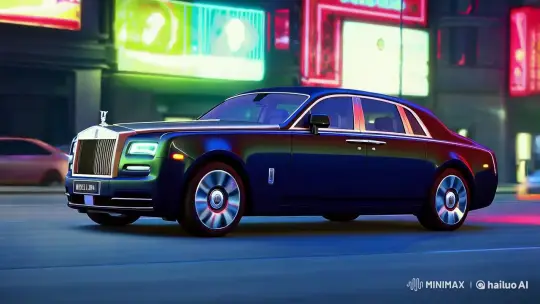 Rolls Royce Glides Through Nighttime Cityscape Loop – AI Generated Video | Hailuo AI