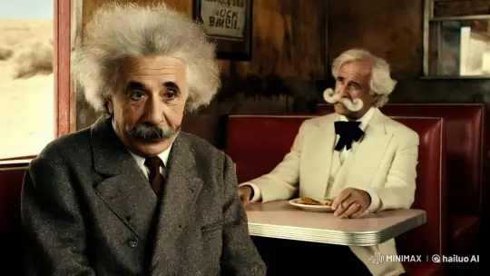Einstein and Twain's Tense Diner Confrontation – AI Generated Video | Hailuo AI