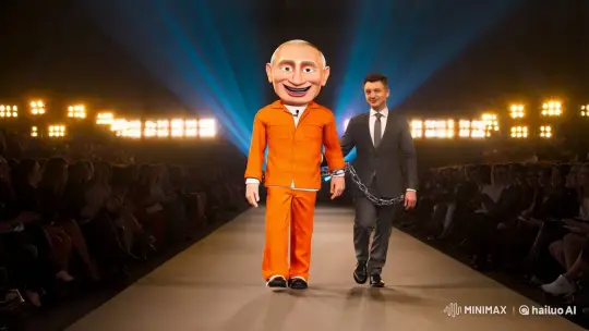 Putin as Prisoner, Zelensky Leads on Fashion Runway – AI Generated Video | Hailuo AI