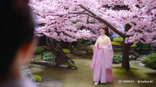 Japanese Idol in Serene Cherry Blossom Garden Video Clip – AI Generated Video | Hailuo AI