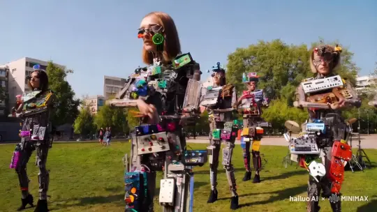 Mechanical Dancers in Sunlit Park – AI Generated Video | Hailuo AI
