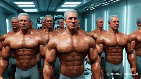 Realistic Bodybuilders in Futuristic Robotic Bay – AI Generated Video | Hailuo AI