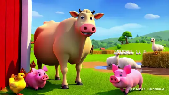Vibrant Farm Life: Animals in Sunlit Harmony – AI Generated Video | Hailuo AI
