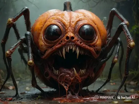 Horror Short: "Spider Pumpkin's Menacing Advance" – AI Generated Video | Hailuo AI