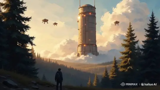 Futuristic Spacecraft Overwhelms Forest at Golden Hour – AI Generated Video | Hailuo AI