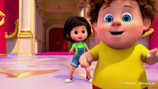 Timmy and Lucy's Joyful Dance in Pixar-Style Palace – AI Generated Video | Hailuo AI