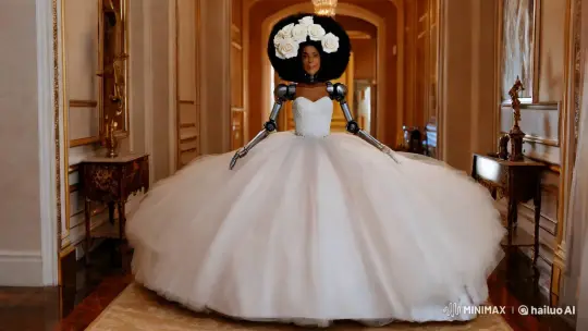 Android Bride Showcases Futuristic Wedding Elegance – AI Generated Video | Hailuo AI