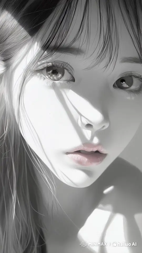 Portrait of a Girl in Grayscale Elegance – AI Generated Video | Hailuo AI