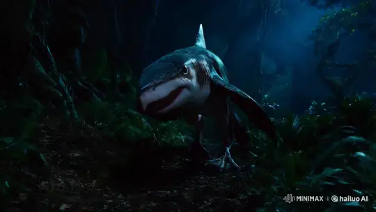 Nocturnal Bird-Shark Hybrid in Ancient Forest – AI Generated Video | Hailuo AI