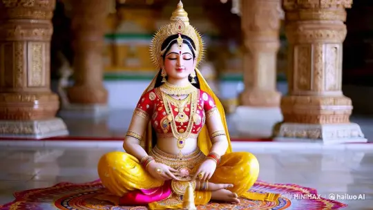 Serene Goddess Laxmi in Majestic Temple Setting – AI Generated Video | Hailuo AI