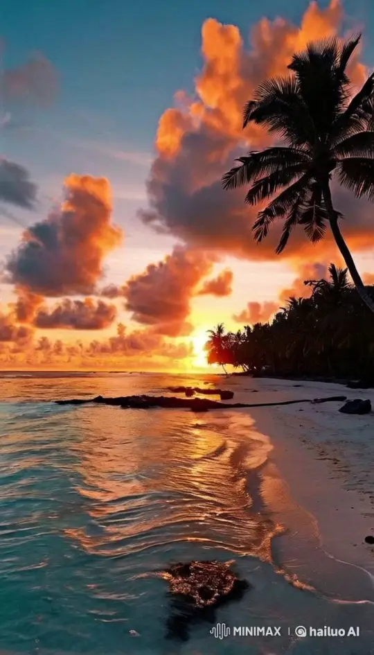 Tropical Beach Sunset: A Tranquil Paradise Display – AI Generated Video | Hailuo AI
