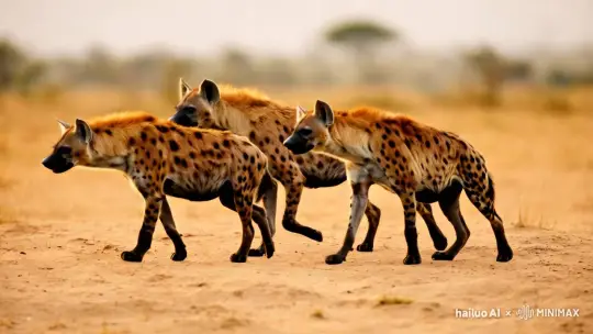 Spotted Hyenas in Golden Savannah Light – AI Generated Video | Hailuo AI