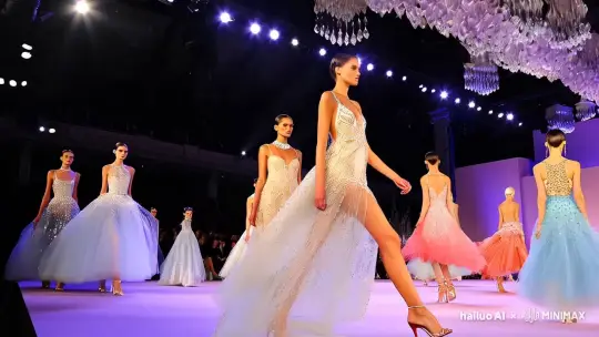 Paris Fashion Week: Aquatic-Inspired Haute Couture Runway Show – AI Generated Video | Hailuo AI