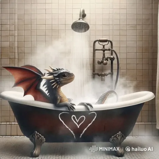 Comfortable Dragon Takes a Steamy Shower – AI Generated Video | Hailuo AI