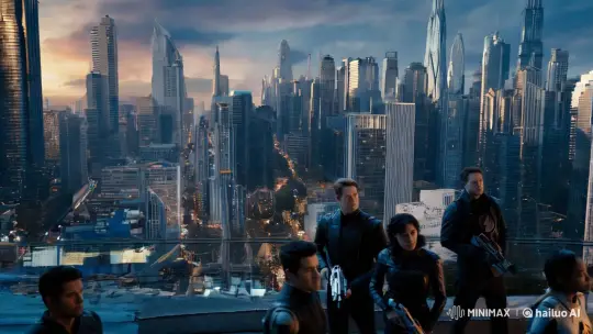 Futuristic Cityscape Showcases "The New Avengers – AI Generated Video | Hailuo AI