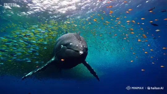 Majestic Whale and School of Fish Documentary Clip – AI Generated Video | Hailuo AI