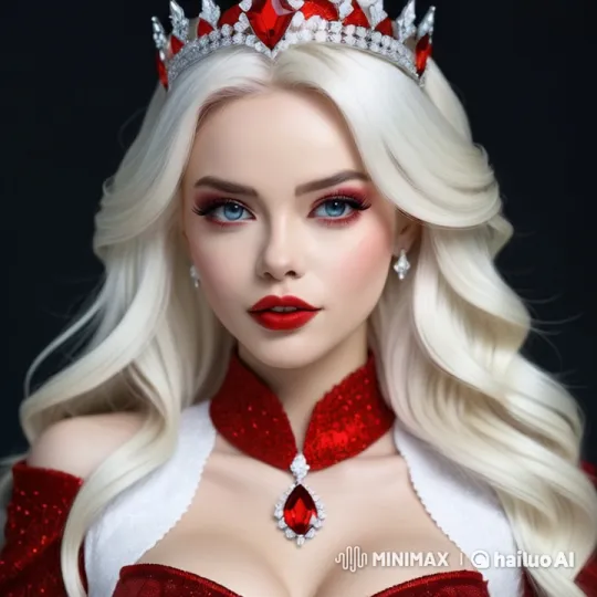 Radiant Woman in Red with Joyful Laughter – AI Generated Video | Hailuo AI