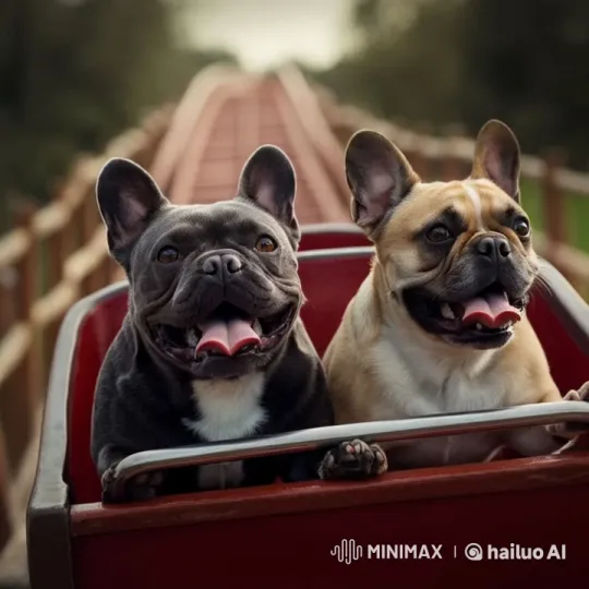 Dogs Enjoy Thrilling Roller Coaster Ride in Park – AI Generated Video | Hailuo AI