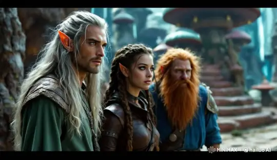 Epic Fantasy Trio Prepare for Adventure in Mystical Realm – AI Generated Video | Hailuo AI