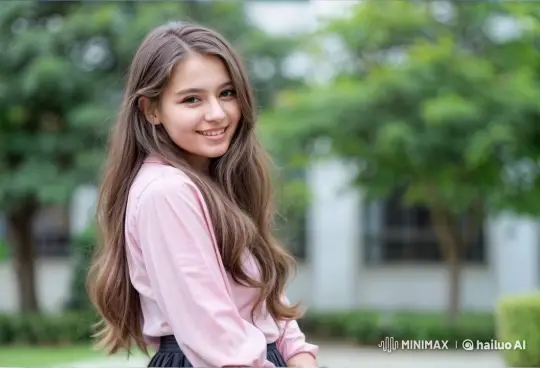 Young Woman in Serene Park Setting – AI Generated Video | Hailuo AI