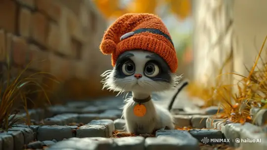 Curious Kitten Explores Autumn Path – AI Generated Video | Hailuo AI