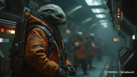 Futuristic Alien Corridor with High-Speed Space Monorail – AI Generated Video | Hailuo AI