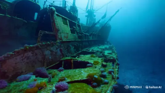Colossal Shipwreck: A Majestic Underwater Journey – AI Generated Video | Hailuo AI