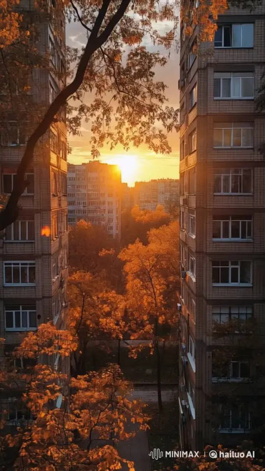 City Sunset: Autumn's Golden Glow – AI Generated Video | Hailuo AI