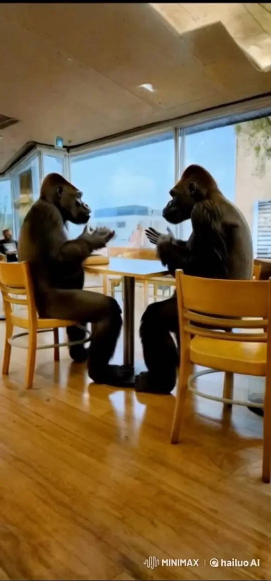 Gorillas Engage in Conversation and Part Ways – AI Generated Video | Hailuo AI