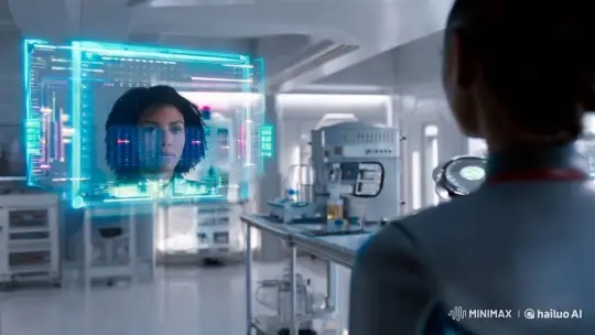 Futuristic Lab: Immersive Holographic Interaction – AI Generated Video | Hailuo AI