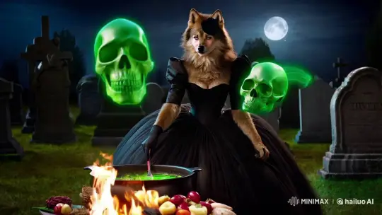 Mysterious Wolf Woman Conjures in Haunted Graveyard Setting – AI Generated Video | Hailuo AI